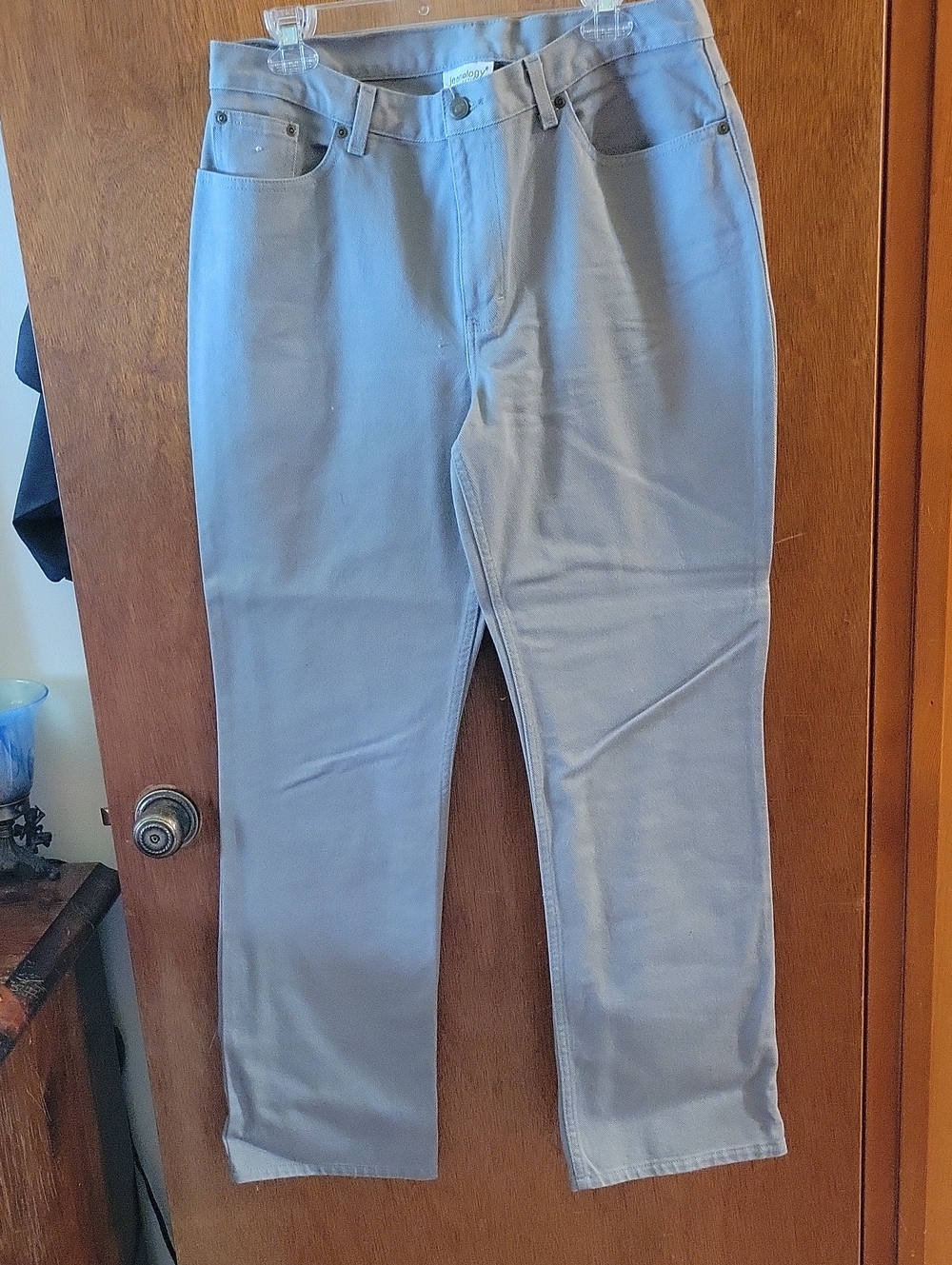 Jeanology Womens Light Gray Straight-Leg Pants
